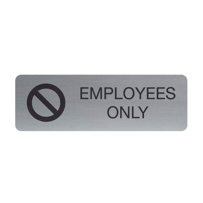 SBLABELS Employees Only Indoor Easy Adhesive Mount Door and Wall Sign for Private Rooms Restaraunts and Small Businesses 3" x 9" - Silver - Image 1